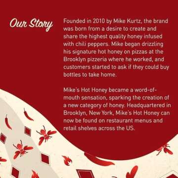 Mike's Hot Honey, America's #1 Brand of Hot Honey, Spicy Honey, All Natural 100% Pure Honey Infused with Chili Peppers, Gluten-Free, Paleo-Friendly (10oz Bottle, 1 Pack)