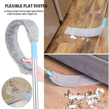 Retractable Gap Dust Cleaner Under Appliance Microfiber Duster Dust Brush with Extension Pole (36 to 49 inches) Cleaning Duster for Bed High Ceilings Furniture Bottom Household Gap Duster Gray