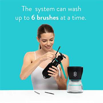 Tao Clean Sonic Makeup Brush Cleaner – Black, Sonic Technology, Includes 6 Multi-use Tao Clean Sonic Makeup Brush Cleaner Soap Pods – Clean 6 makeup brushes in 2 minutes