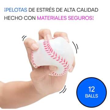 Neliblu Baseball Sports Themed 2.5in Foam Squeeze Balls for Stress and Anxiety Relief - Baseball Sport Stress Balls - Bulk Baseball Party Favors and Decoration - Improve Grip and Dexterity - 1 Dozen