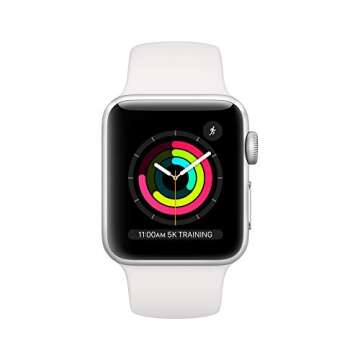 Apple Watch Series 3 [GPS 38mm] Smart Watch w/Silver Aluminum Case & White Sport Band. Fitness & Activity Tracker, Heart Rate Monitor, Retina Display, Water Resistant