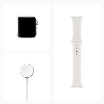 Apple Watch Series 3 [GPS 38mm] Smart Watch w/Silver Aluminum Case & White Sport Band. Fitness & Activity Tracker, Heart Rate Monitor, Retina Display, Water Resistant