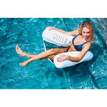 Rae Dunn x CocoNut Float Adult Hammock Float - Pool Time Theme - Adult Size Multi-Purpose Inflatable Drifter, Saddle Float & Lounge Chair - Versatile Ride-On for Summer & Swim Parties