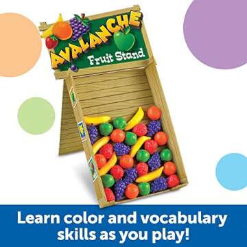 Learning Resources Avalanche Fruit Stand - 42 Pieces, Ages 3+ Toddler Learning Toys, Fine Motor/Grip Game, Develops Color Matching Skills, Preschool Toys