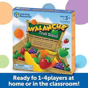 Learning Resources Avalanche Fruit Stand - 42 Pieces, Ages 3+ Toddler Learning Toys, Fine Motor/Grip Game, Develops Color Matching Skills, Preschool Toys