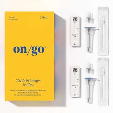 On/Go COVID-19 Antigen Self-Test Kit with Test-to-Treat App, 1 Pack, 2 Tests Total, 10-Minute Results, FDA EUA Authorized, Easy to Use at Home, Fast and Accurate