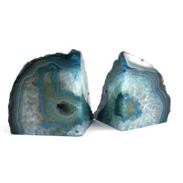 Crystal Allies Gallery: Pair of Small Polished Agate Geode Halves Bookends w/Authentic Stone Card - 1lb to 3lb