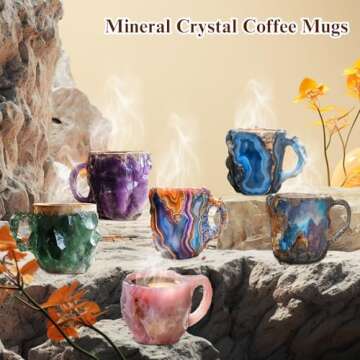 Mineral Crystal Coffee Mugs, Crystal Mugs for Coffee, Natural Mineral Crystal Coffee Mug, 2024 Multi-Colored Crystal Mineral Coffee Mugs, Mineral Crystal Coffee Mugs With Spoon (Purple)