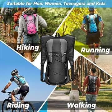 Hydration Backpack Hydration Pack Water Backpack with 2L(70-Ounce) Hydration Bladder for Men Women Kids for Running Hiking Biking Climbing