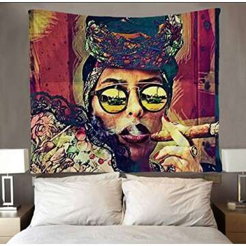 SARA NELL Cool African Women Lady Tapestry African American Woman Smoking Tapestries Wall Art Hippie Bedroom Living Room Dorm Wall Hanging Throw Bedspread 50x60 Inches