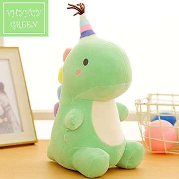 VHYHCY Stuffed Animal Plush Toys, Cute Dinosaur Toy, Soft Dino Plushies for Kids Plush Doll Gifts for Boys Girls (Green, 9 Inch)