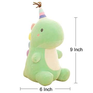 VHYHCY Stuffed Animal Plush Toys, Cute Dinosaur Toy, Soft Dino Plushies for Kids Plush Doll Gifts for Boys Girls (Green, 9 Inch)