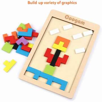 Coogam Wooden Brain Teasers Puzzle Blocks Toy