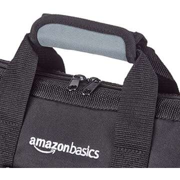 Amazon Basics Durable Wear-Resistant Base, Tool Small Standard Bag with Strap, 12 Inch, Black & Gray