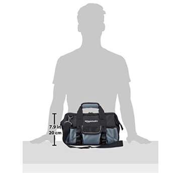 Amazon Basics Durable Wear-Resistant Base, Tool Small Standard Bag with Strap, 12 Inch, Black & Gray