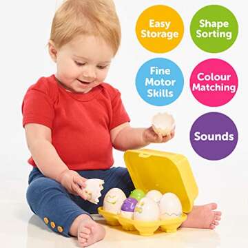 Toomies Hide & Squeak Eggs Toddler Toys - Matching and Sorting Games - Toddler Sensory Toys for Hand Eye Coordination and Color Recognition - Ages 6 Months and Up