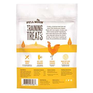 Full Moon USDA Organic Chicken Training Treats Healthy All Natural Dog Treats Human Grade 175 Treats 6 Ounce (Pack of 1)