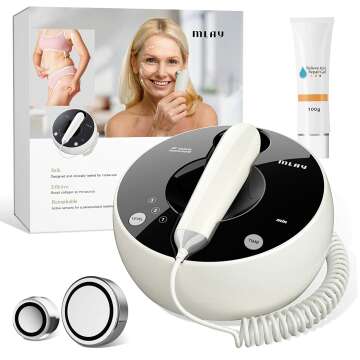 RF Beauty Machine | Lifting | Toning | Wrinkle Removal | MLAY RF Radio Frequency Facial and Body Skin Tightening Machine - Professional Home RF Anti Aging Device - Salon Effects（Gel Included）