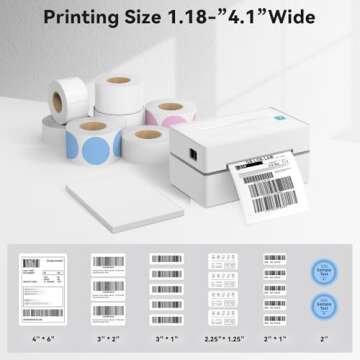 Anycash Bluetooth Thermal Shipping Label Printer, Wireless 4x6 Shipping Label Sticker Printer for Small Business and Office, Compatible with Android&iOS Windows, Used for Amazon, Shopify, Etsy USPS