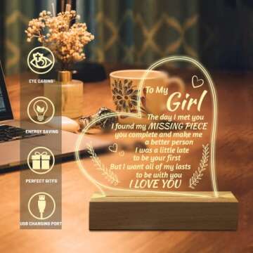 Romantic to My Girlfriend Engraved Night Light-Gifts for Girlfriend