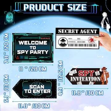 20 Pieces Secret Agent Secret Spy Birthday Party Decorations Detective Themed Party Directional Sign for Yard Mystery Crime Clue Evidence Decorations, 10 Styles