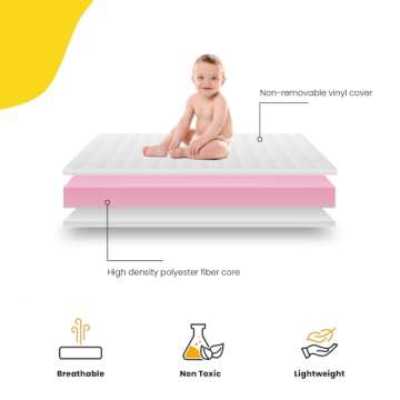 Safety 1st Heavenly Dreams Baby Crib & Toddler Bed Mattress, Waterproof Cover, Firm, Fits Standard Size Cribs & Toddler Beds, White