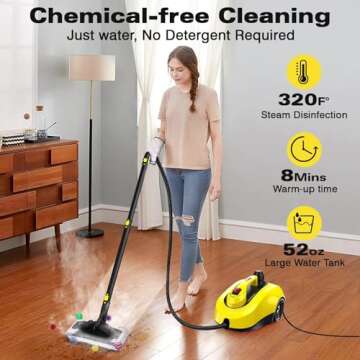 TVD Steam Cleaner, Heavy Duty Canister Steamer with 28 Accessories, Steam Mop with 5M Extra-Long Power Cord for Home Floor Cleaning, Grout, Wallpaper Removal, Upholstery, Car Detailing