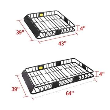 Leader Accessories Roof Rack Cargo Basket with 150LB Capacity Car Top Luggage Carrier 64"x 39"x 4" Fit for SUV Truck Cars