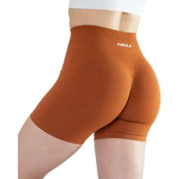 AUROLA Intensify Workout Shorts for Women Seamless Scrunch Short Gym Yoga Running Sport Active Exercise Fitness Shorts(S,Gold Fire)