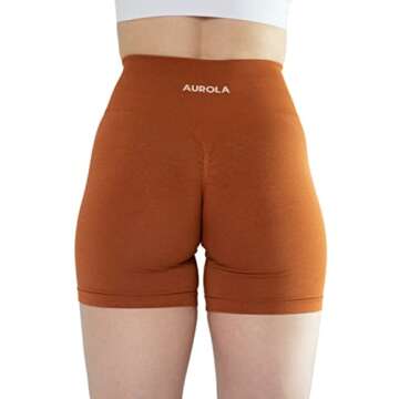 AUROLA Intensify Workout Shorts for Women Seamless Scrunch Short Gym Yoga Running Sport Active Exercise Fitness Shorts(S,Gold Fire)