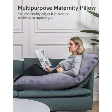 Momcozy Pregnancy Pillows for Sleeping, U Shaped Full Body Maternity Pillow with Removable Cover - Support for Back, Legs, Belly, HIPS for Pregnant Women, 57 Inch Pregnancy Pillow for Women, Grey