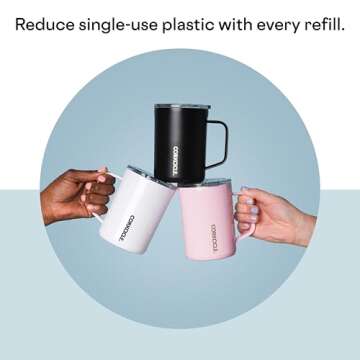 Corkcicle Tumbler Rifle Paper Co. Triple Insulated Stainless Steel Travel Mug, BPA Free, Keeps Beverages Cold for 9 Hours and Hot for 3 Hours, 16 oz, Hydrangea