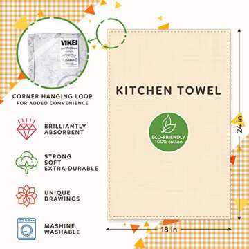 ViKei Wine Tea Towels Set - Unique Kitchen Housewarming Gift Idea of 3 Dish Towels with Wooden Spatula in Beautiful Box for Women Men New Home