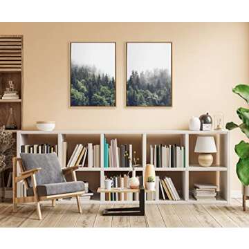 Kate and Laurel Sylvie Lush Green Forest on a Foggy Day Left and Right Framed Canvas Wall Art Set by The Creative Bunch Studio, 2 Piece 23x33 Natural, Nature Mountains Landscape Art Set for Wall