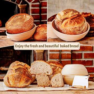 Sourdough Bread Baking Supplies Starter Kit, Banneton Bread Proofing Basket Round 9" Set of 2, Bread Making Tools, Perfect Bread Basket Gift Set by CRISS ELITE