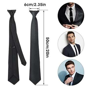 Aster Men's Clip on Ties Pre Tied Neckties Black Clip-on Tie Skinny Neck Tie for Wedding Office Graduation School Uniforms