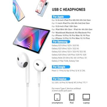 USB C Headphones for iPhone 16, 2 Pack[MFI Certified] Type C wired earphones Earbuds with Microphone & Remote Noise Cancelling in Ear Headset Control with iPhone 15 Pro, iPad Pro, Pixel, Galaxy S24