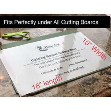 Resort Chef International Non-Slip Safety Mat for Under Kitchen Cutting Boards - Hygienic Non-Absorbent and Dishwasher Safe