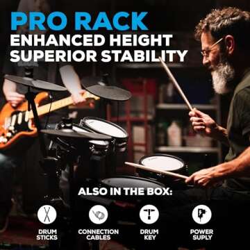 Alesis Nitro Pro Electric Drum Set with Dual Zone Quiet Mesh Pads, 500+ Authentic BFD Sounds, Bluetooth, Drumeo, USB MIDI, Double Kick compatible