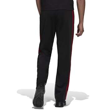 adidas Men's Essentials Warm-up Open Hem 3-stripes Tracksuit Bottoms, Black/Scarlet, X-Small/31" Inseam