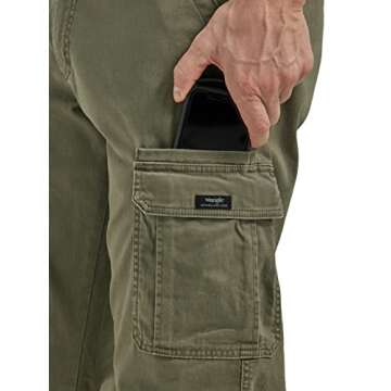 Wrangler Authentics Men's Relaxed Fit Stretch Cargo Pant, Olive