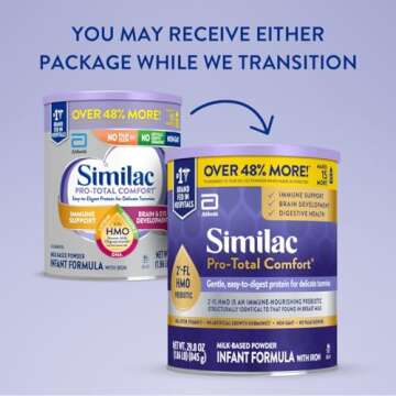 Similac Pro-Total Comfort Infant Formula with Iron, Gentle, Easy-to-Digest Formula, with 2'-FL HMO for Immune Support, Non-GMO, Baby Formula Powder, 29.8-oz Can, Pack of 6