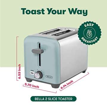 BELLA 2 Slice Toaster - Quick, Even Results & Easy Cleanup