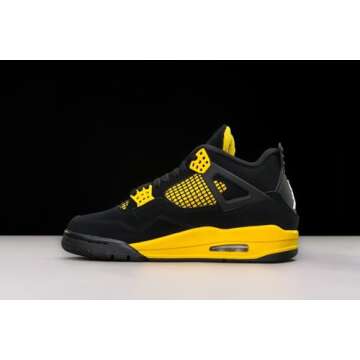 Nike Jordan 4 Retro Mens Shoes Size - 8.5,Black/White-tour Yellow