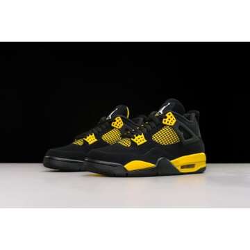 Nike Jordan 4 Retro Mens Shoes Size - 8.5,Black/White-tour Yellow