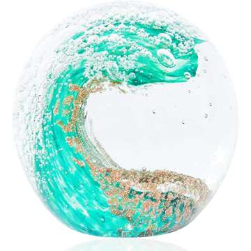 Hand Blown Glass Figurines Ball Ocean Waves