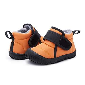 BMCiTYBM Baby Snow Boots Winter Boys Girls Cold Weather Toddler Infant Faux Fur Shoes Orange Size 6-12 Months Infant