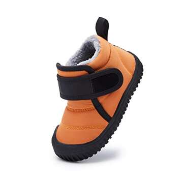 BMCiTYBM Baby Snow Boots Winter Boys Girls Cold Weather Toddler Infant Faux Fur Shoes Orange Size 6-12 Months Infant