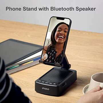 Gifts for Men Women, Phone Stand with Bluetooth Speaker BT5.3, Gifts for Him Dad Who have everything, Phone Holder with Wireless Speaker for iPhone/Android/Tablet, Tech Gadgets,Birthday Gifts for Men