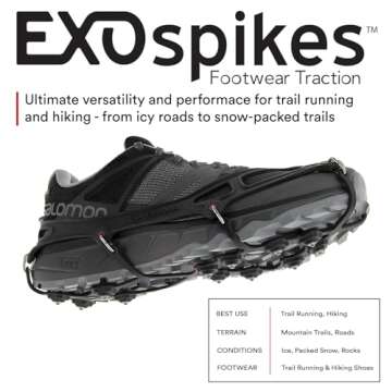 Kahtoola EXOspikes Footwear Traction for Winter Hiking & Running in Snow, Ice & Rocky Terrain